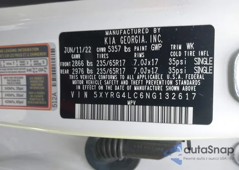 2022 Kia Sorento Lx from USA, damaged, VIN 5XYRG4LC6NG132617